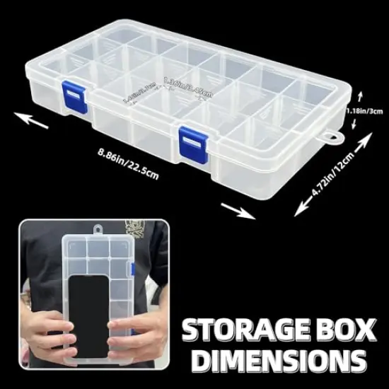 DUOFIRE Plastic Organizer Container Storage Box Adjustable Divider Removable Grid Compartment for Jewelry Beads Earring Tool Fishing Hook Small Accessories(18 grids, White X 2) {6}