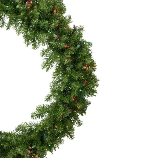 Northlight Pre-Lit Rockwood Pine Artificial Christmas Wreath - 36" - Multi Lights Green {4}