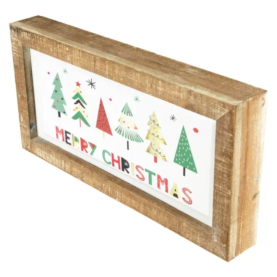 Northlight 11.75" Framed Merry Christmas Trees Metal Wall Sign Multi {5}