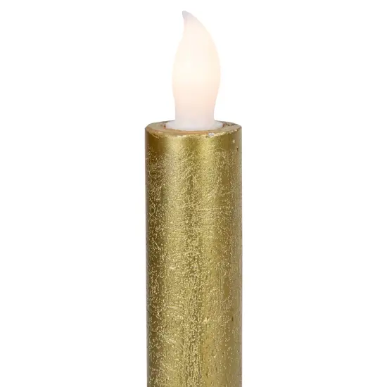 Northlight Set of 4 Textured Gold-tone LED Flameless Flickering Taper Candles 9.5" {5}