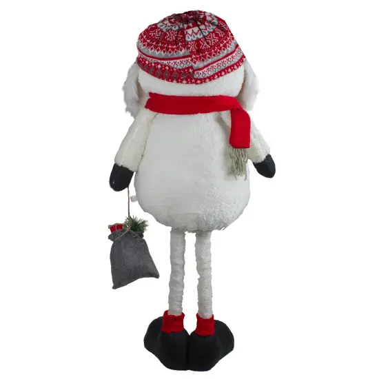 Northlight Plush Snowman with a Bag of Present and Telescopic Legs Christmas Figure - 33" White {5}