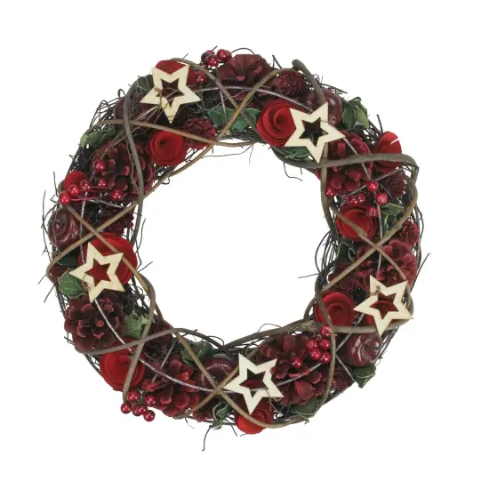 Northlight Apples and Berries with Stars Artificial Christmas Wreath,13-Inch, Unlit Red {4}