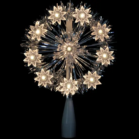 Northlight 7" Silver Pre-Lit Snowflake Starburst Christmas Tree Topper - Clear Lights {4}