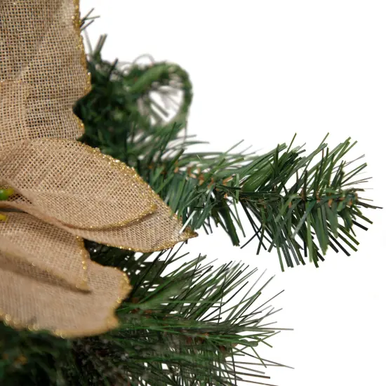 Northlight 28" Mixed Pine Berry and Poinsettia Artificial Christmas Teardrop Swag - Unlit Green {6}