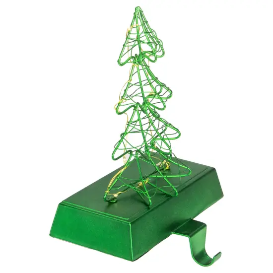 Northlight 8" LED Lighted Green Wired Christmas Tree Stocking Holder {4}