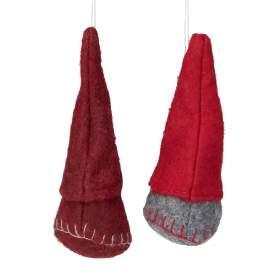 Northlight Santa Christmas Gnomes Ornaments - 4" - Burgundy and Red - Set of 2 {4}