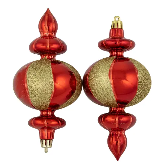 Northlight 8ct Red and Gold Shatterproof Finial Christmas Ornaments, 6" {5}