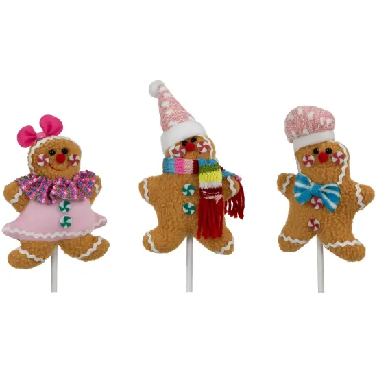Northlight Plush Gingerbread Christmas Picks -10" - Set of 3 Brown {7}