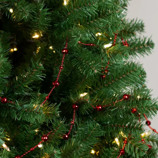 Northlight Shiny Mirrored Disco Ball Beaded Christmas Garland - 15' x .5" - Crimson Red {1}