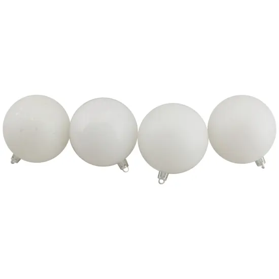 Northlight Shatterproof 4-Finish Christmas Ball Ornaments - 3" (75mm) - Winter White - 16ct {4}