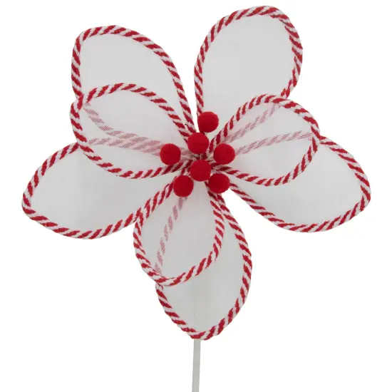 Northlight 22" Candy Cane Poinsettia Christmas Stem Spray White {4}