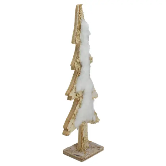 Northlight Wooden Tree With Faux Fur Christmas Decoration - 13.5" - Brown and White {5}
