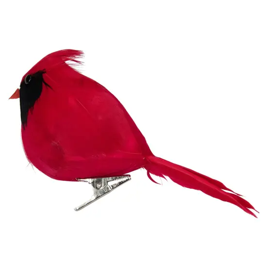 Northlight Cardinal Bird Clip-on Christmas Ornament - 5" - Red and Black {6}