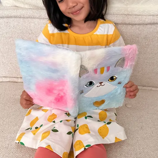 Wrapables Plush Journal, A5 Lined Notebook Diary for Writing and Drawing Tie-Dye Cat {6}