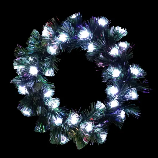 Northlight Pre-Lit Color Changing Fiber Optic Globe Lights Artificial Christmas Wreath, 12-Inch Green {5}
