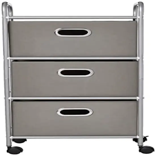 3 Drawer Rolling Cart - Gray CRT-06248 Grey 11.5 in L x 16.125 in W x 35.5 in H (29.2 cm L x 41 cm W x 90.2 cm H) {5}