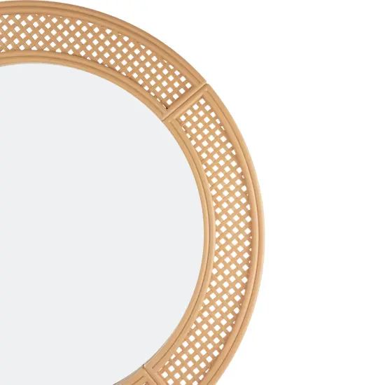 Northlight 30" Round Woven Style Wall Mirror Beige {5}