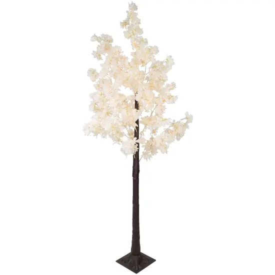 Northlight 6' LED Lighted White Floral Artificial Tree - Warm White Lights {4}