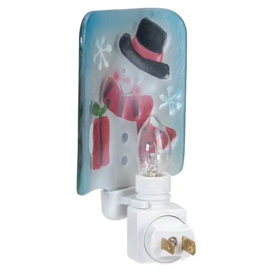 Northlight Snowman in Top Hat Glass Christmas Night Light - 4.75" Blue {5}