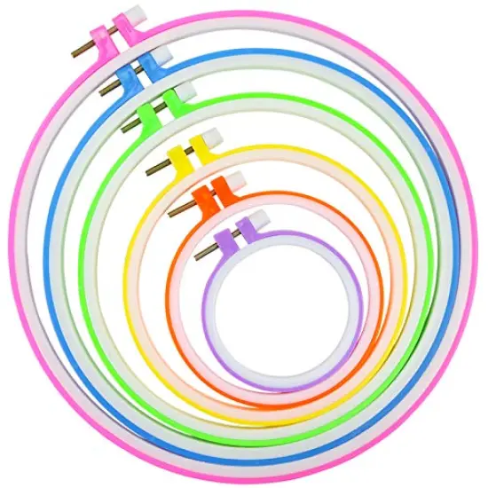 Similane 6 Pieces Embroidery Hoops, Plastic Circle Cross Stitch Hoop Ring 3.4 inch to 10.2 inch (Multicolor) for Embroidery and Cross Stitch {1}