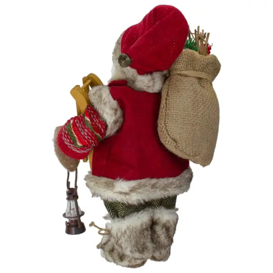 Northlight 12" Standing Santa With a Sled and Lantern Christmas Figure Red {6}
