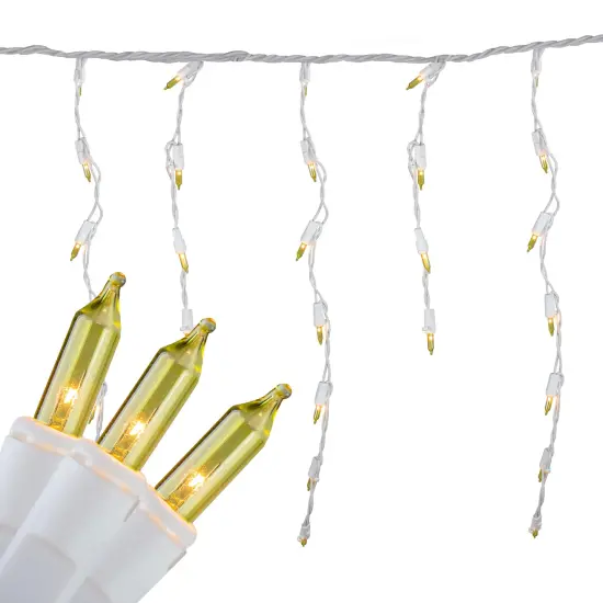 Brite Star Mini Icicle Christmas Lights - Yellow - 7.75' White Wire - 100ct {1}