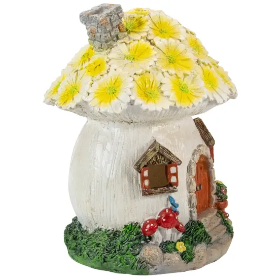Northlight 7.25" Solar Lighted Flower House Outdoor Garden Statue Brown {5}