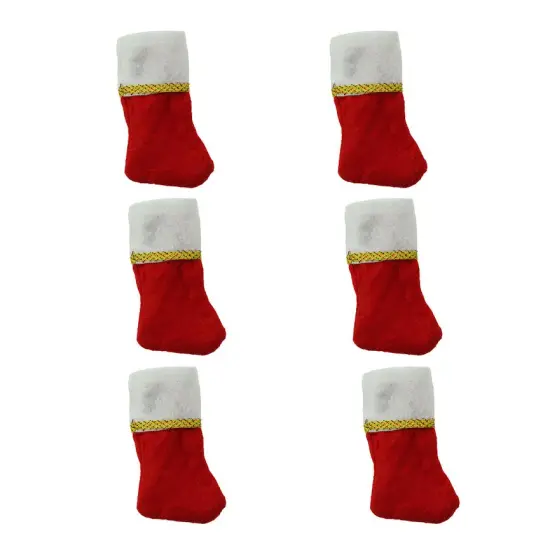 Northlight Pack of 6 Traditional Mini Christmas Stockings with Gold Glitter Pen Red {1}