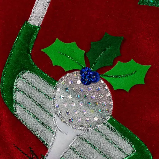 Northlight 20" Red Velveteen Golf Themed Christmas Stocking with White Embroidered Cuff {5}