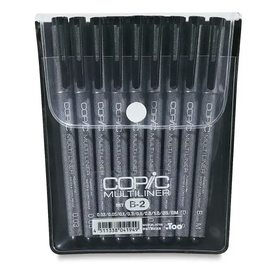 Copic Multiliner Pens - B-2, Black, Assorted Nibs, Set of 9 {2}