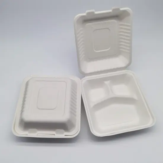 Northlight 200-Count 3-Compartment Hinged White Take Out Containers - 9" {3}