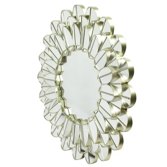 Northlight 31" Champagne Gold Sunflower Round Wall Mirror {4}