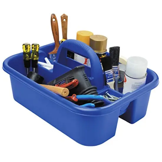 Plastic Tote Tool & Supply Cleaning Caddy with Handle, (18-3/8-Inch x 13-7/8-Inch x 9-Inch), Blue (09185BLUE) {1}