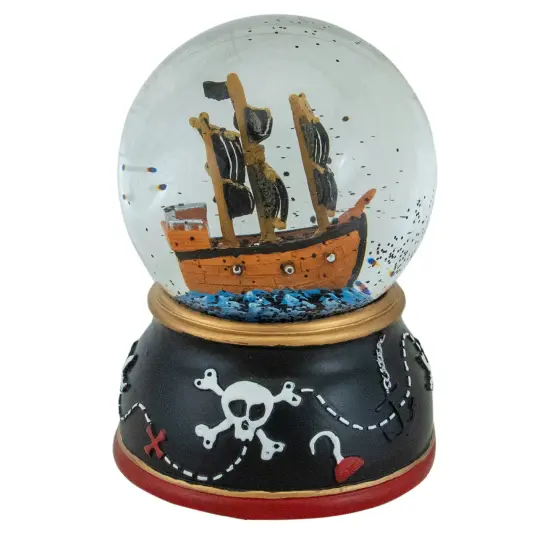 Northlight 5" Children's Musical Pirate Ship at Sea Snow Globe Black {5}
