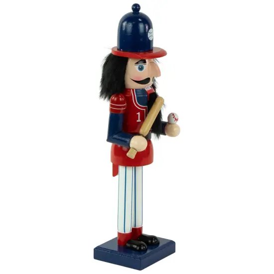 Northlight 14" Red and Blue Wooden Christmas Nutcracker Baseball Player {4}