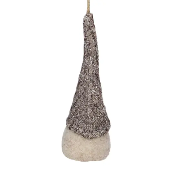 Northlight 8" Beige and White Hanging Gnome Christmas Ornament {6}