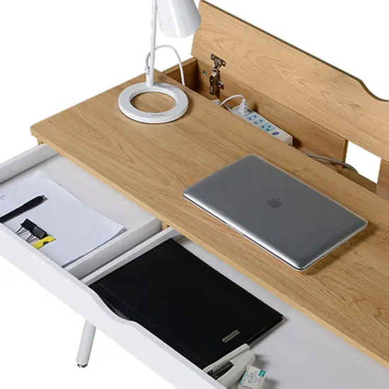 Techni Office Solutions 45.25" Brown and White Unique Techni Mobili Computer Desk with Multi Storage {5}