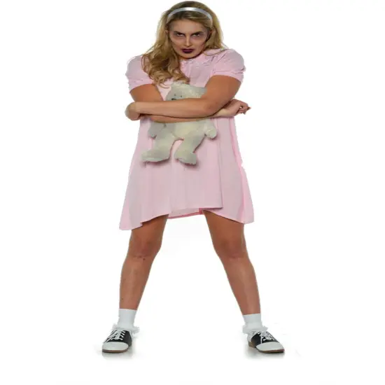 Women's Eerie Hotel Twin Pink Doll Dress Costume {1}