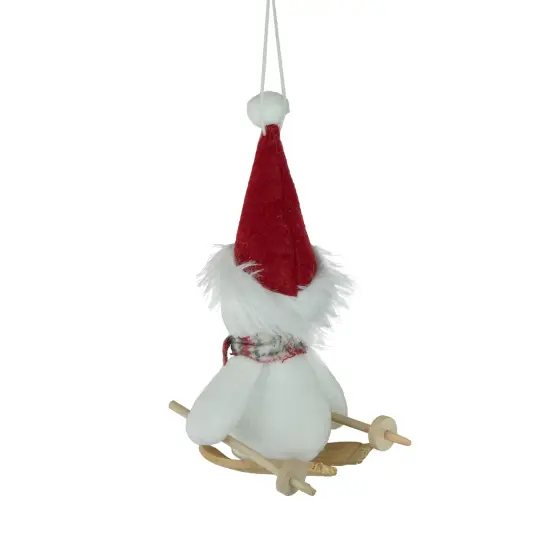 Northlight Skiing Snowman with Santa Hat and Plaid Scarf Christmas Ornament - 9.5" Red {7}