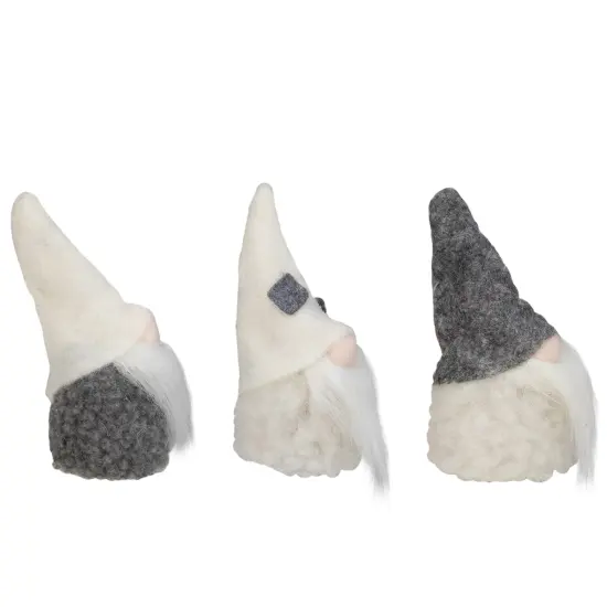 Northlight Christmas Gnomes Heads - 3.75" - Gray and Cream - Set of 3 {5}