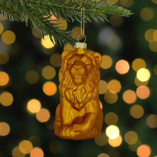 Northlight Sitting Lion Glass Christmas Ornament - 2.5" - Gold {3}