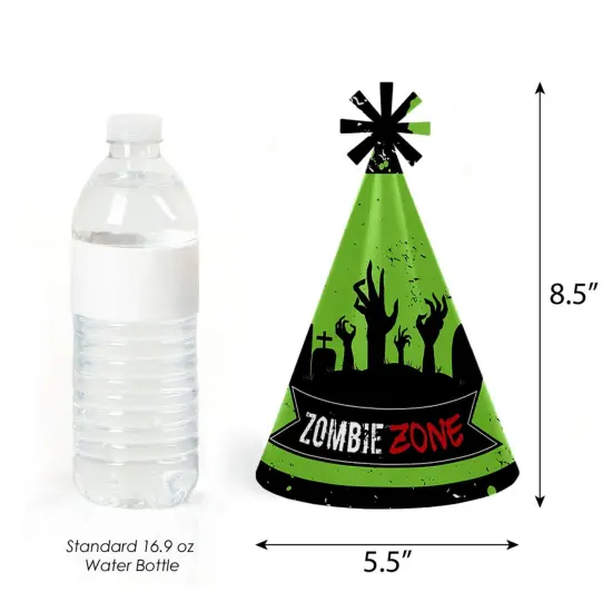 Big Dot of Happiness Zombie Zone - Cone Happy Birthday Zombie Crawl Party Hats for Kids and Adults - Set of 8 (Standard Size) {4}