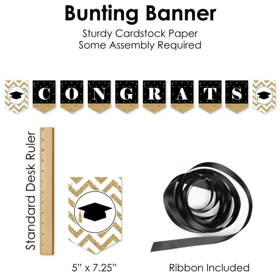 Big Dot of Happiness Tassel Worth The Hassle - Gold - Graduation Party Supplies Decoration Kit - Decor Galore Party Pack - 51 Pieces {7}