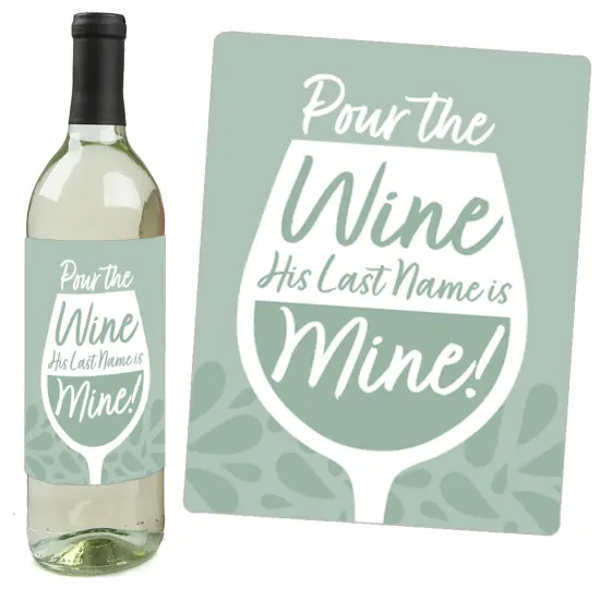 Big Dot of Happiness Sage Green Elegantly Simple - Wedding or Bridal Shower Guest Party Favors Decorations- Wine Bottle Label Stickers - Set of 4 {6}