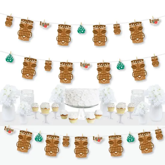 Big Dot of Happiness Tropical Luau - Hawaiian Beach Party DIY Decorations - Clothespin Garland Banner - 44 Pieces {1}
