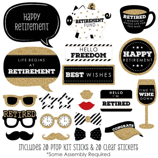 Big Dot of Happiness Happy Retirement - Retirement Party Photo Booth Props Kit - 20 Count {3}