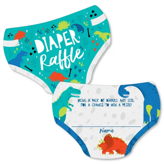 Big Dot of Happiness Roar Dinosaur - Diaper Shaped Raffle Ticket Inserts - Dino Mite Trex Baby Shower Activities - Diaper Raffle Game - Set of 24 {1}