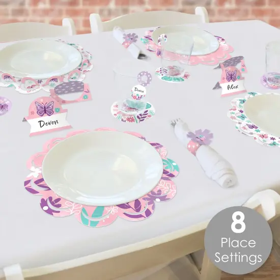 Big Dot of Happiness Beautiful Butterfly Floral Baby Shower or Birthday Party Paper Charger and Table Decorations Chargerific Kit Place Setting for 8 {3}