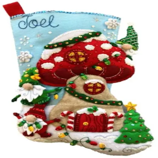 Bucilla Felt Stocking Applique Kit 18" Long-Gnome For Christmas {1}