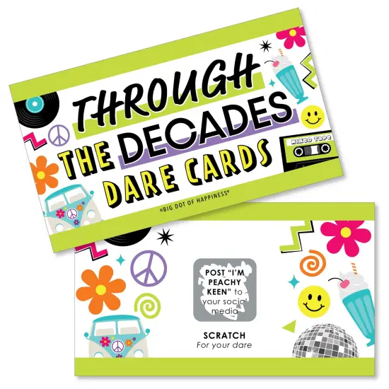 Big Dot of Happiness Through the Decades - 50s, 60s, 70s, 80s, and 90s Party Game Scratch Off Dare Cards - 22 Count {1}